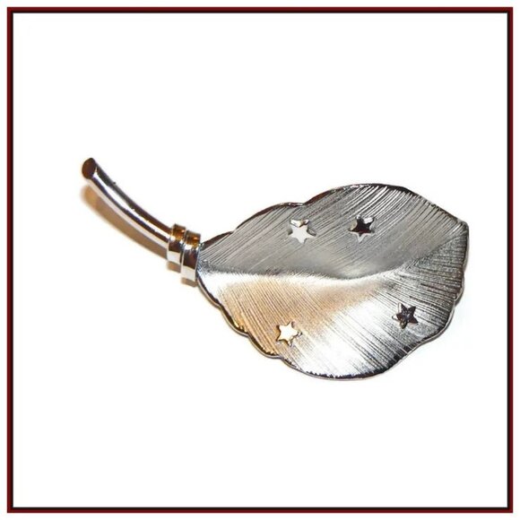 Binder Brothers Sterling Silver Leaf Brooch with Stars - Picture 6 of 7